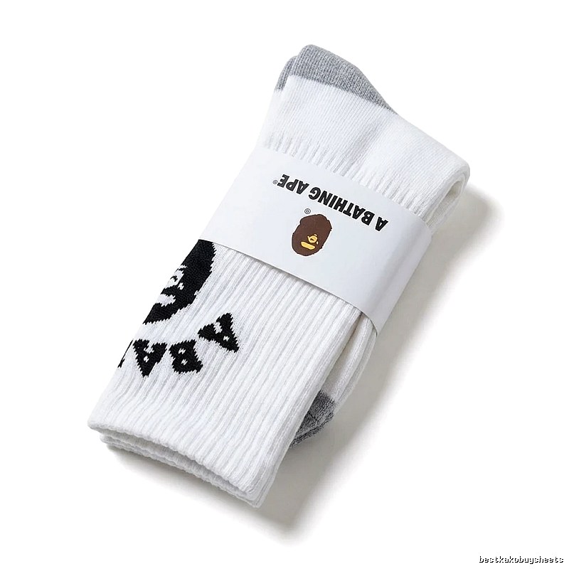 Bape Ape Man trendy brand white socks