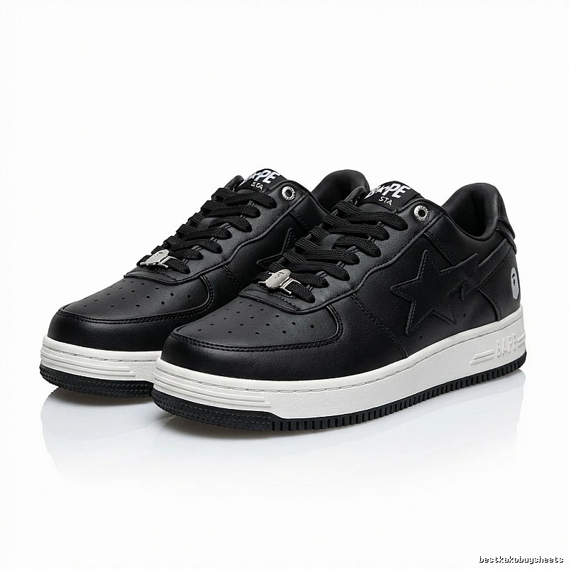Bape black and white trendy sneakers.