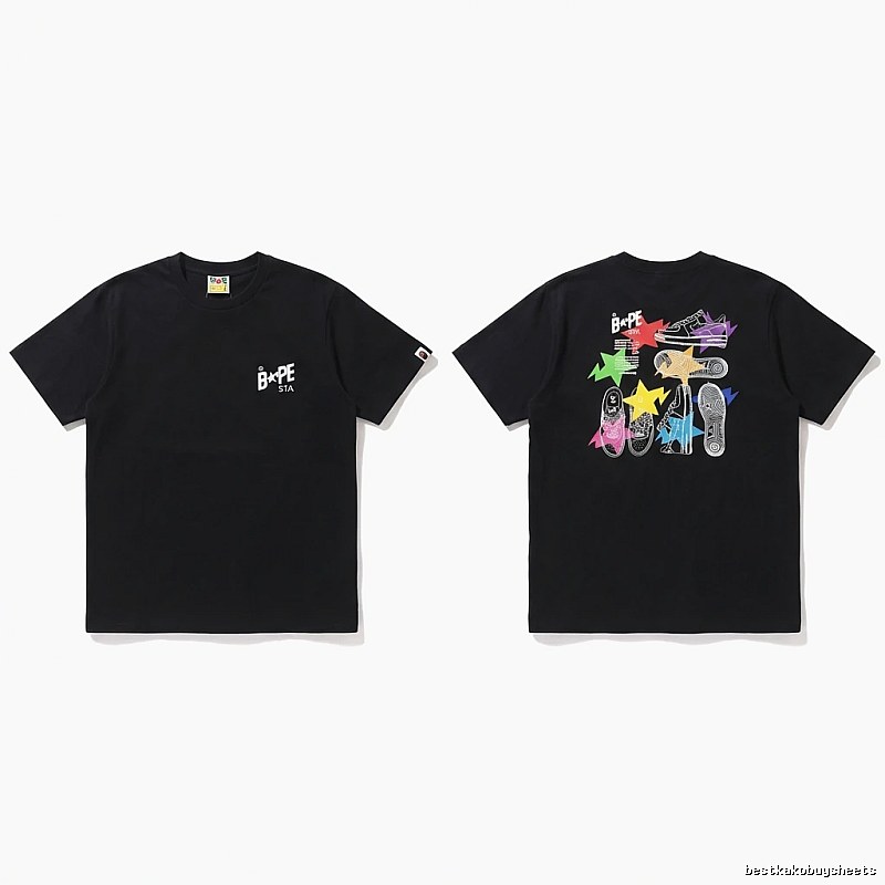 Bape black T-shirt with colorful print style