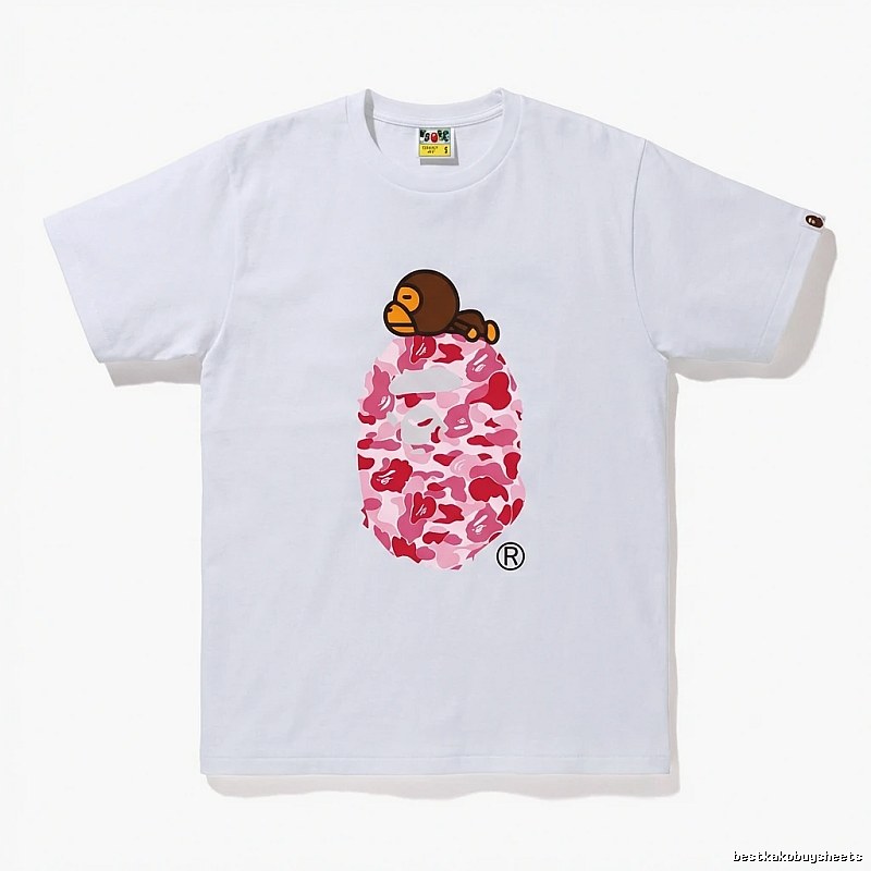Bape camouflage cartoon-style white T-shirt