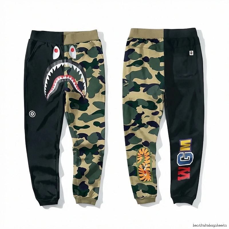Bape camouflage-patterned patchwork casual pants