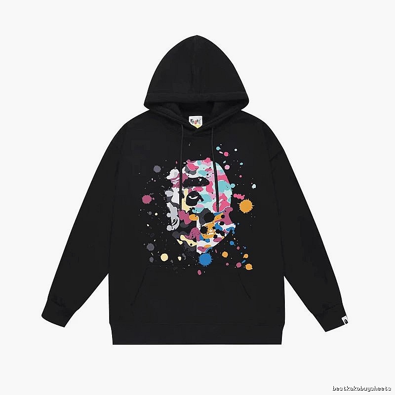 Bape camouflage splatter ink style black hoodie
