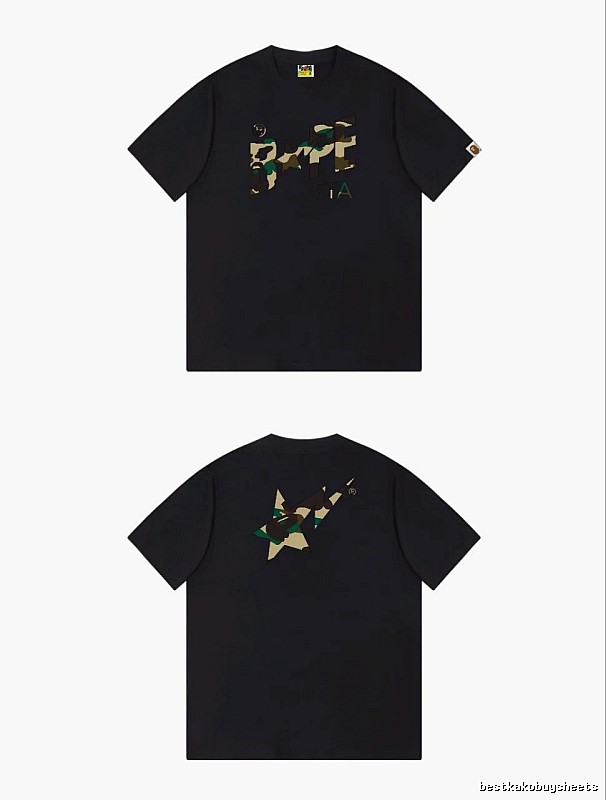 Bape camouflage style black T-shirt