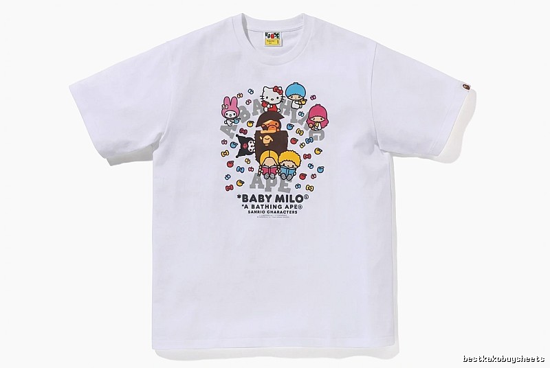 Bape cartoon - printed white T - shirt