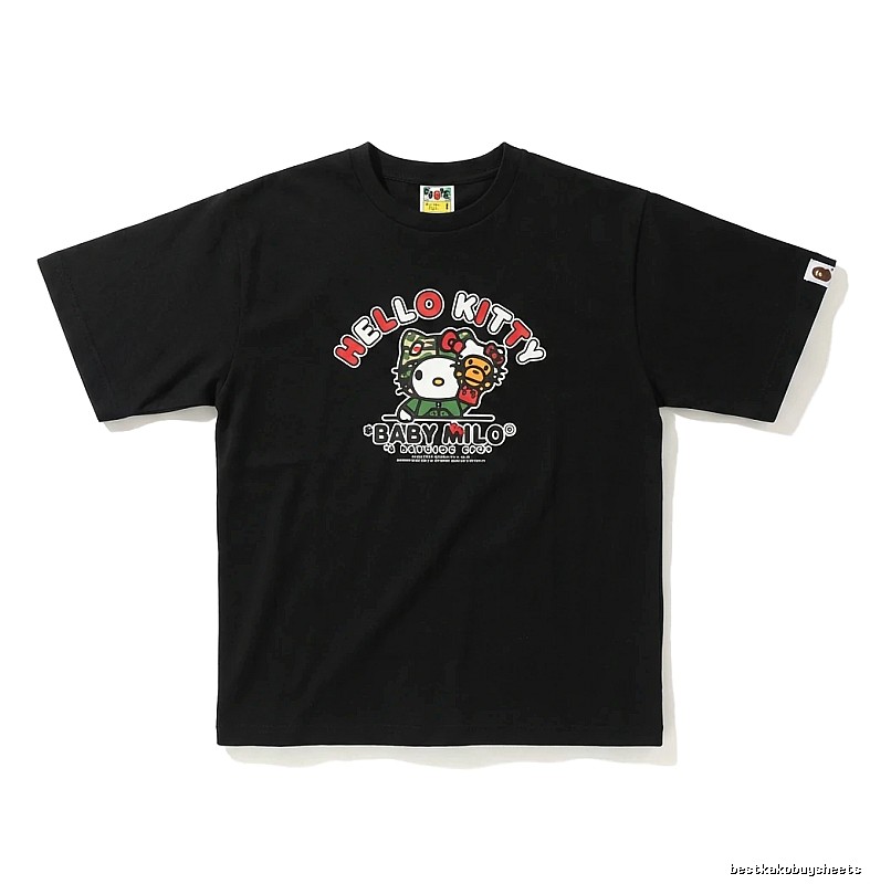 Bape Co-branded Cartoon Style Black T-shirt