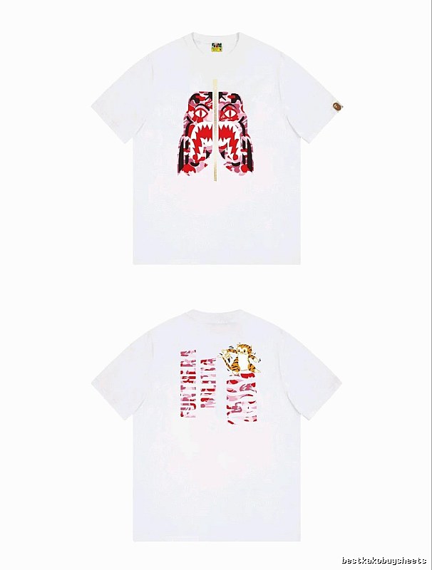 Bape Shark Camouflage Style White T-shirt