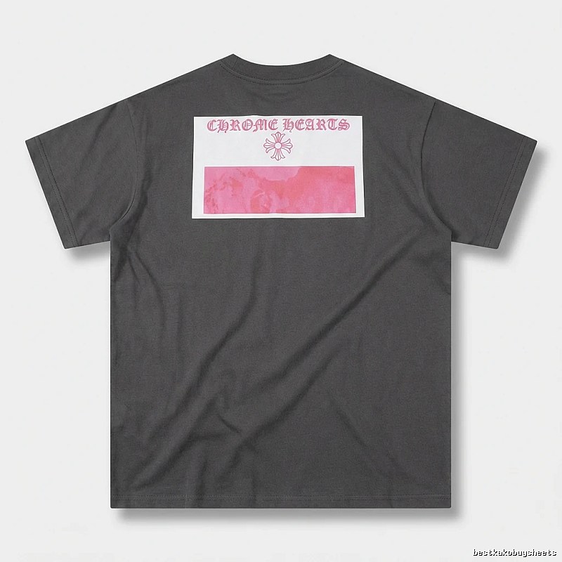 Black T-shirt with Chrome Hearts print style