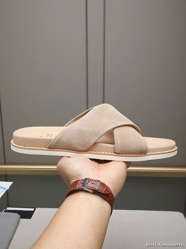 Brunello Cucinelli Casual Style Sand-colored Slide Sandals