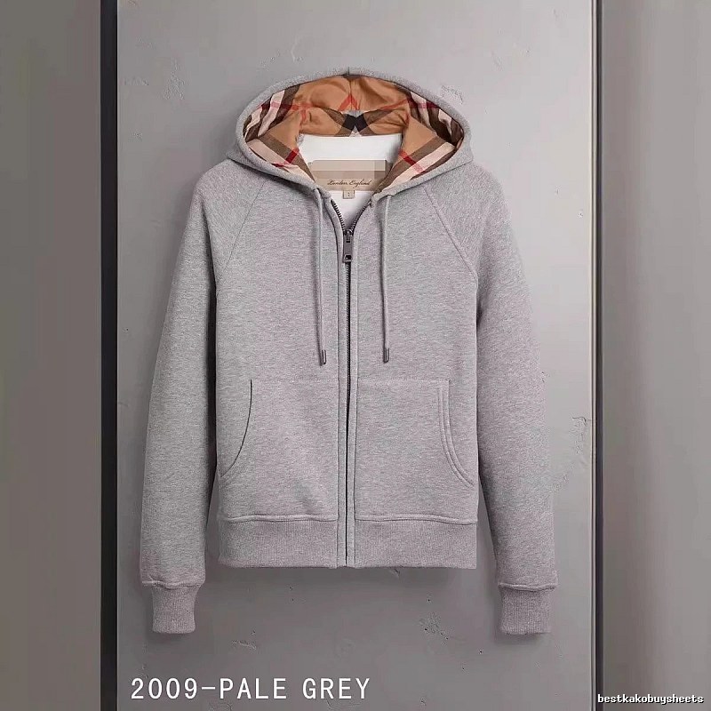 Burberry Casual Zip hoodie Gray Zip Check for Streetwear Looks