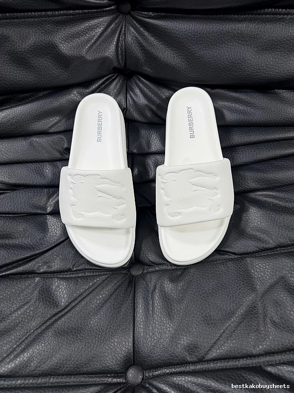 Burberry Embossed Equestrian Knight Minimalist White Slides