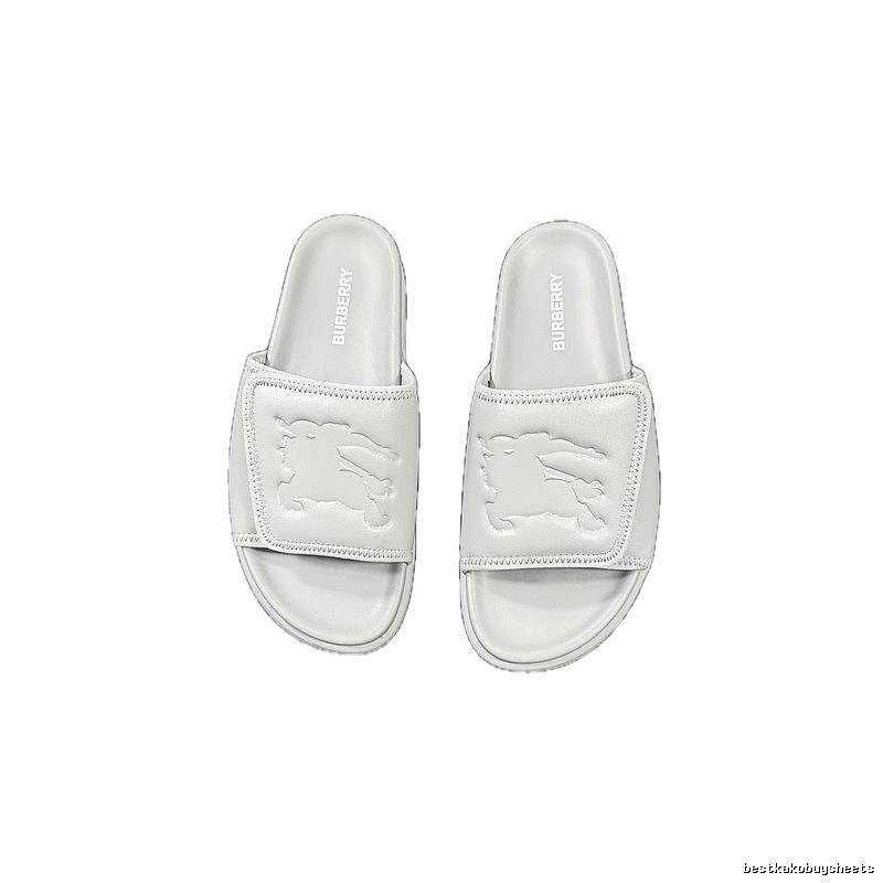 Burberry Equestrian Knight Collection Minimalist Style Light Grey Slide Sandals