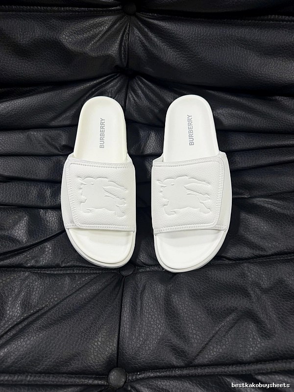 Burberry Knight Logo Minimalist Style White Slide Sandals