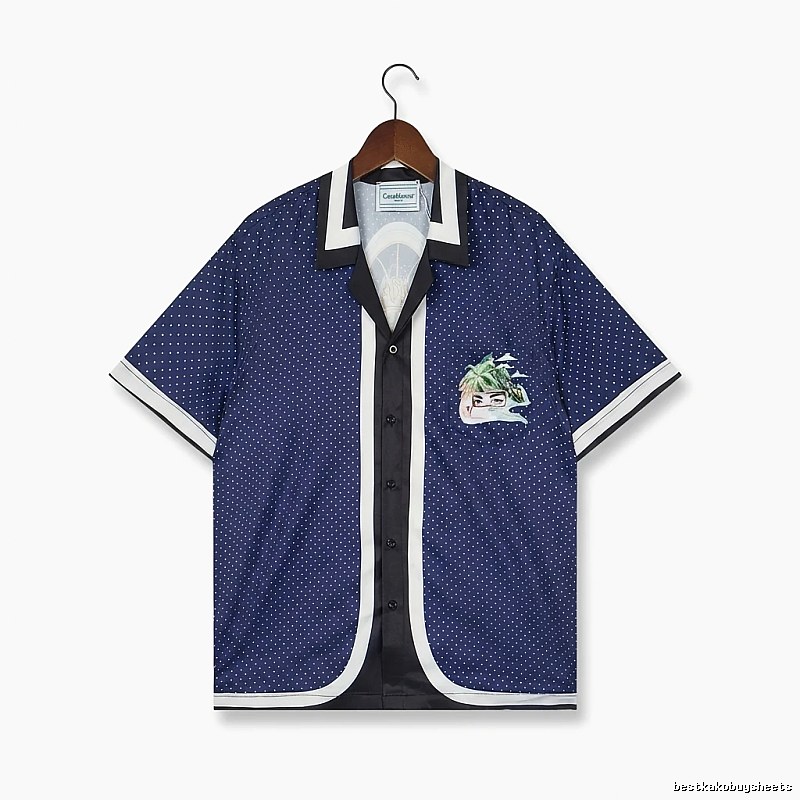 Casablanca polka dot retro blue shirt