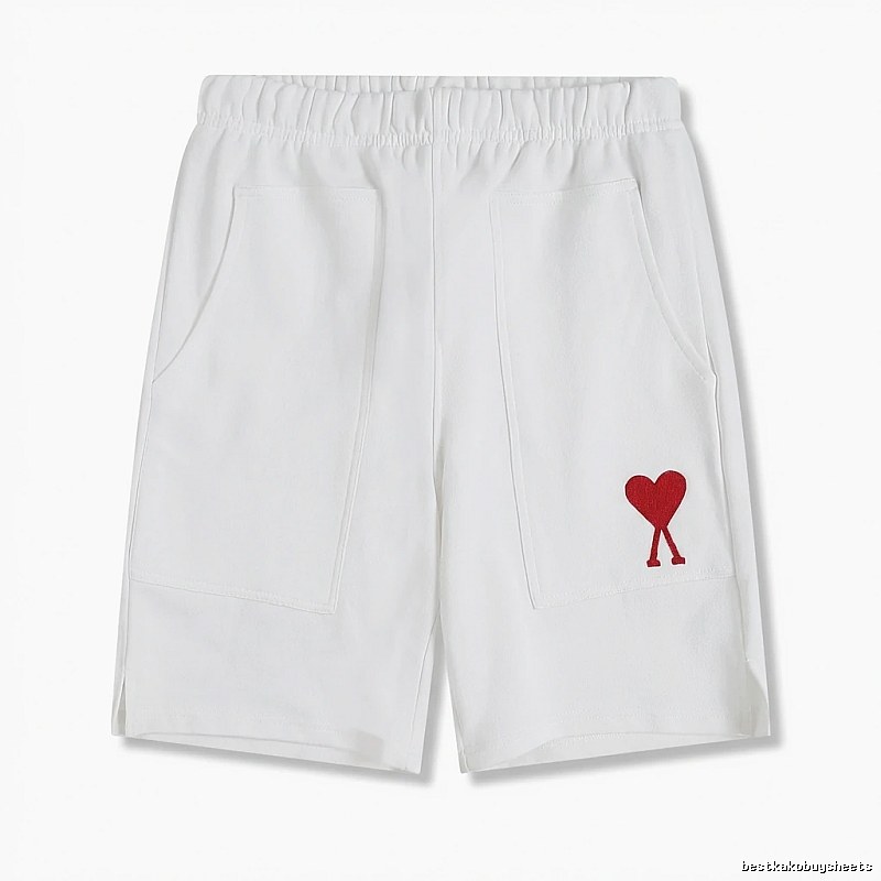 Casual white shorts with love embroidery