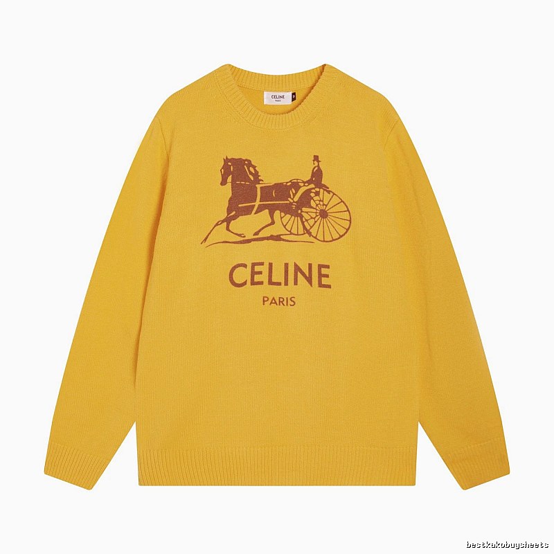 CELINE Yellow Logo Knit Sweater for Travel Packing