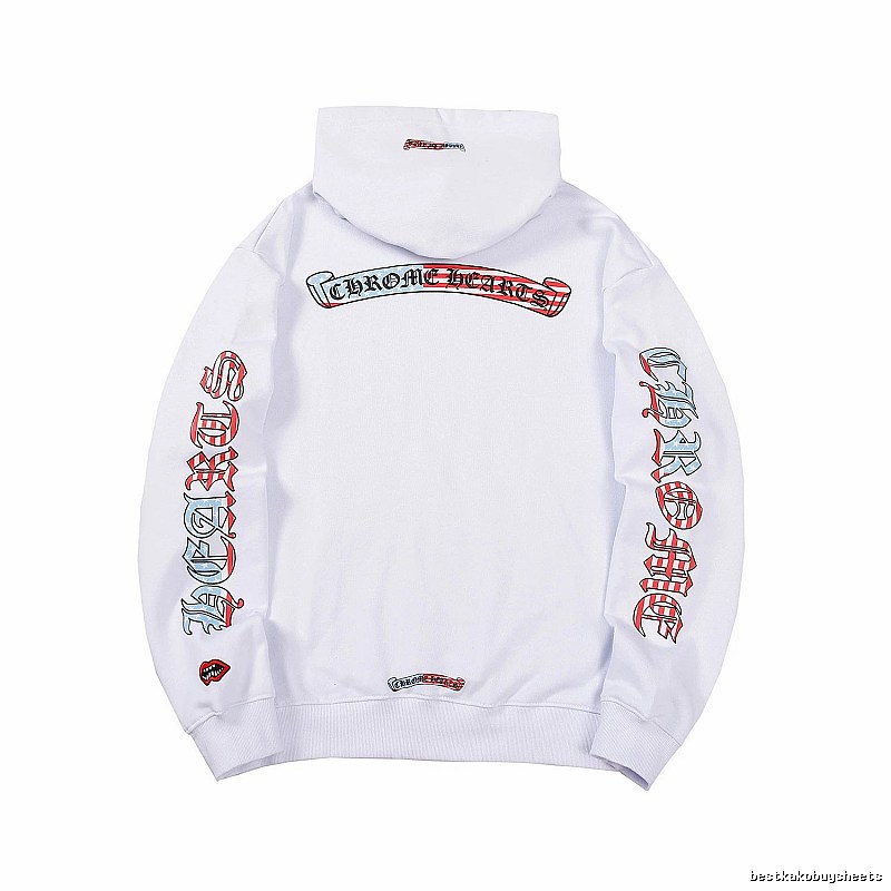 Chrome Hearts 2088-78 White Cross Graphic Hoodie Logo Detail