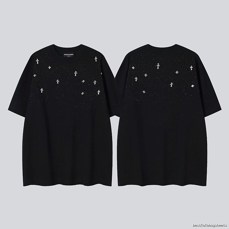 Chrome Hearts Cross Embroidered Street Style Black Short-sleeve T-shirt