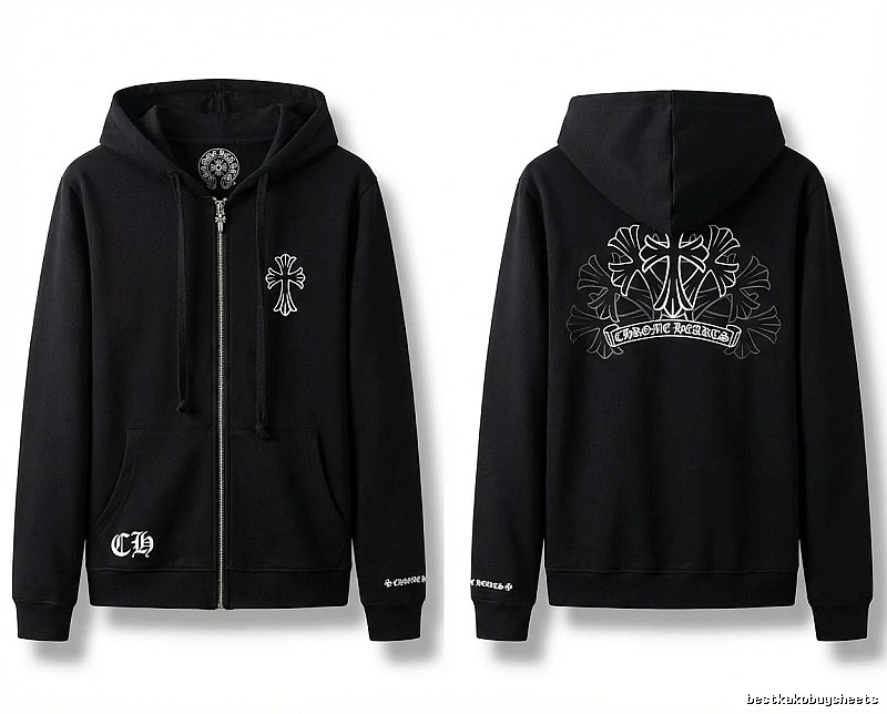 Chrome Hearts Cross Print Style Black Sweatshirt
