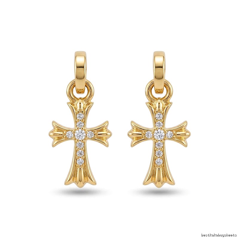 Chrome Hearts Cross Trendy and Cool Style Gold Earrings