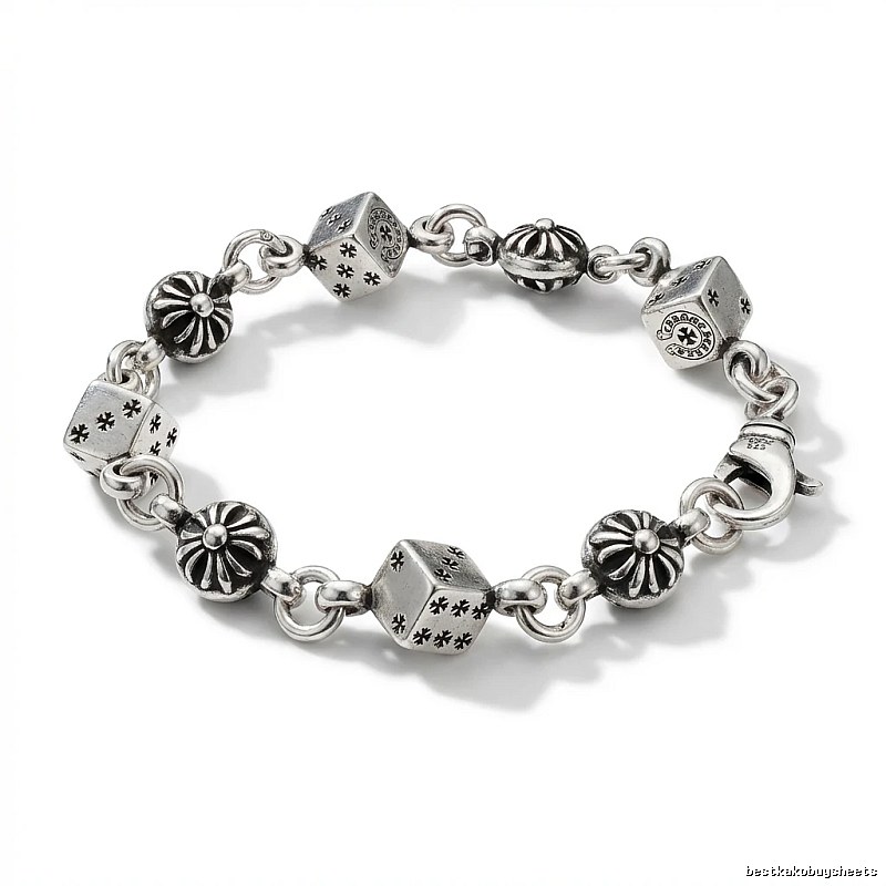 Chrome Hearts Dice Retro Style Silver Bracelet