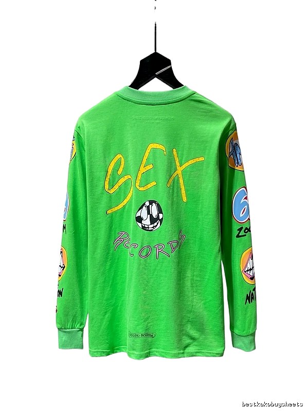 Chrome Hearts fluorescent green graffiti-style long-sleeved shirt