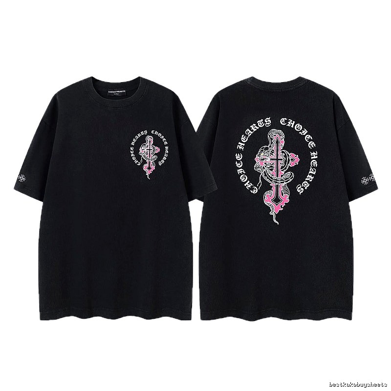 Chrome Hearts Gothic Style Snake & Cross Black Short-Sleeve T-Shirt