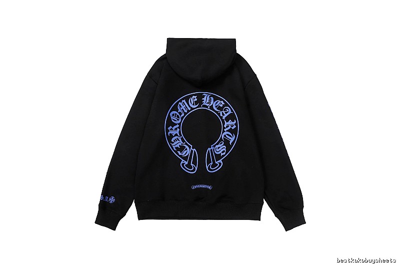 Chrome Hearts Logo Detail Cross graphic hoodie Black Blue Cross with Functional Detail