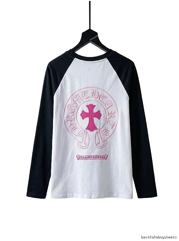 Chrome Hearts religious style pink and white spliced shirt