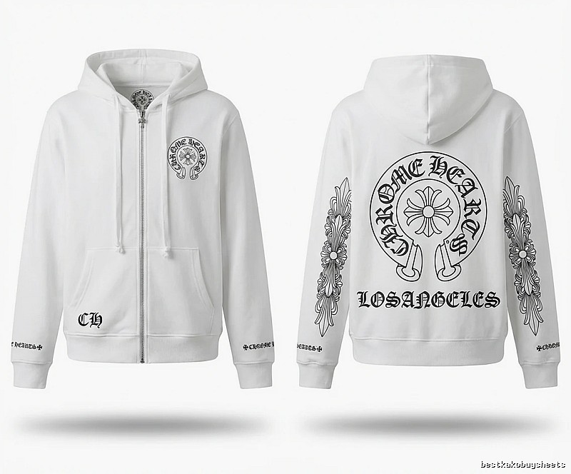 Chrome Hearts Retro Style White Hoodie