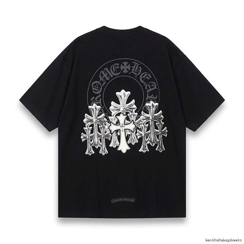 Chrome Hearts Silver Cross Black T - Shirt