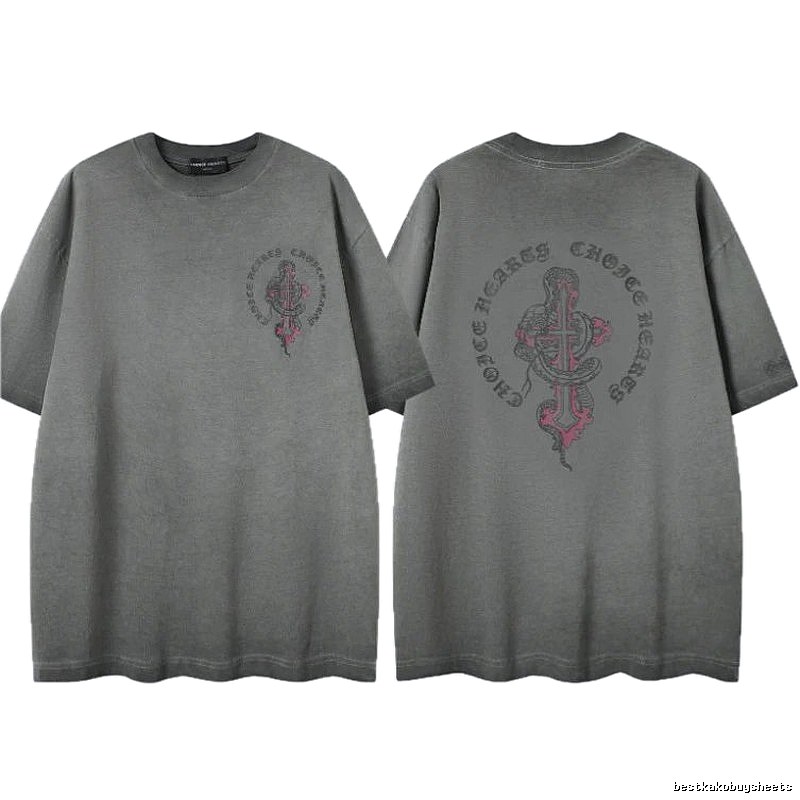 Chrome Hearts Spirit Snake Cross Vintage Smoke Grey Short-sleeve T-shirt