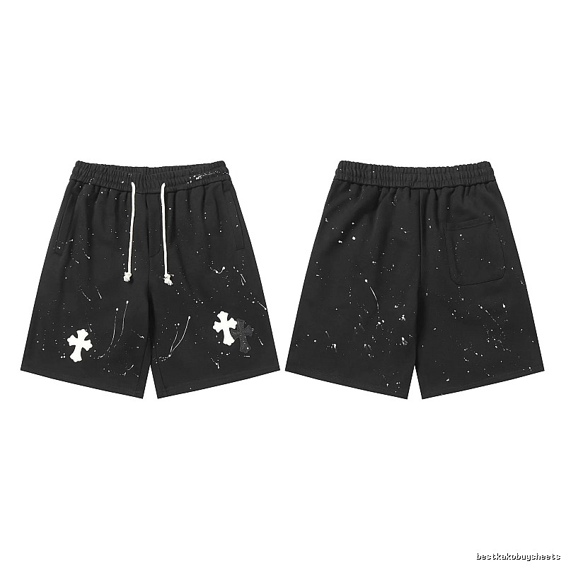 Chrome Hearts splatter - style black shorts
