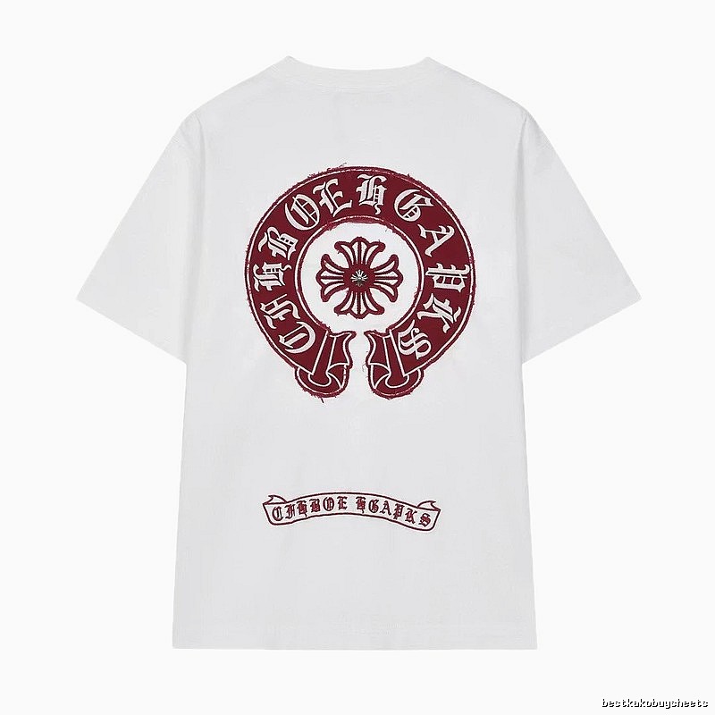 Chrome Hearts Vintage Style White T-shirt with Horseshoe Embroidery
