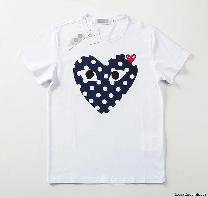 Comme des Garcons PLAY 2021-17 Blue Style 2117 Heart Logo T-Shirt Weekend Wear