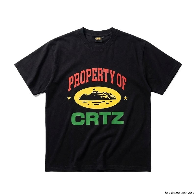 Corteiz Black "PROPERTY OF" Streetwear Short-sleeve Shirt
