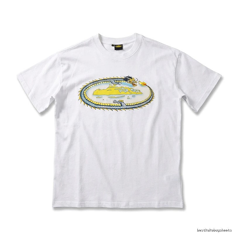 Corteiz Dragon Pattern Trendy White T-shirt