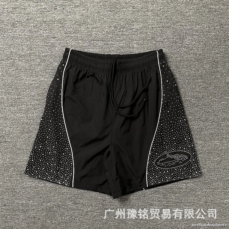 Corteiz Hot-fix Rhinestone Street Style Black Shorts