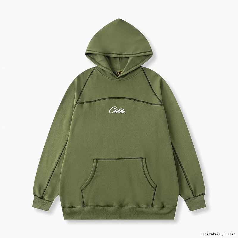 Corteiz minimalist style olive green sweatshirt