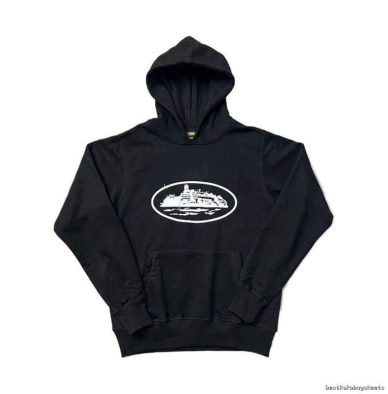 Corteiz nautical style black hoodie
