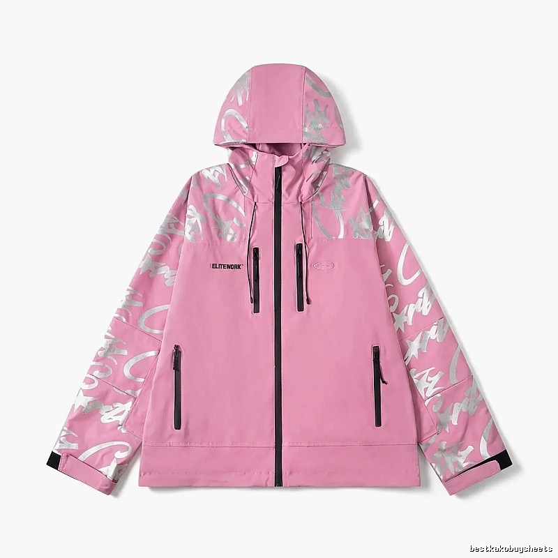 Corteiz Printed Trendy Pink Coat