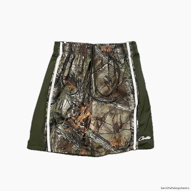 Corteiz Street Style Camouflage Army Green Athletic Shorts
