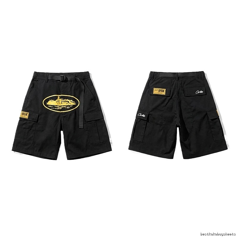 Corteiz workwear-style black shorts