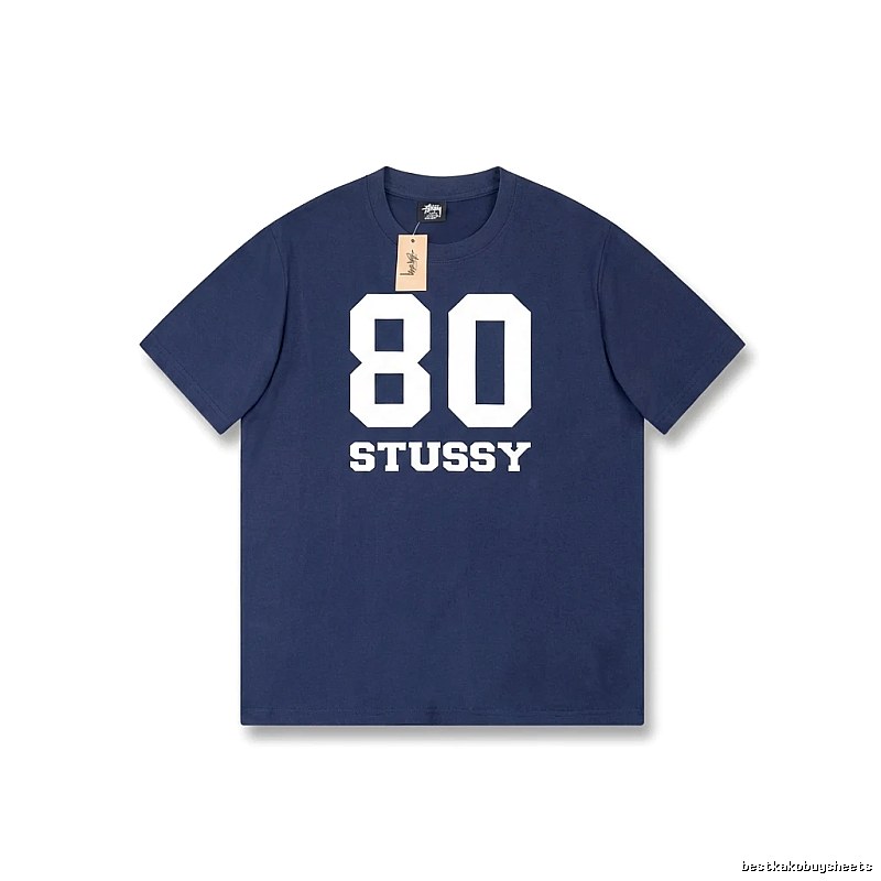 Deep blue T-shirt with Stussy digital printing