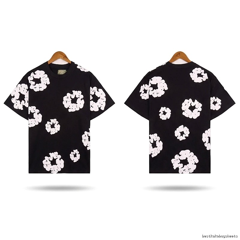 DENIM TEARS Black and White Retro Short-sleeve Shirt