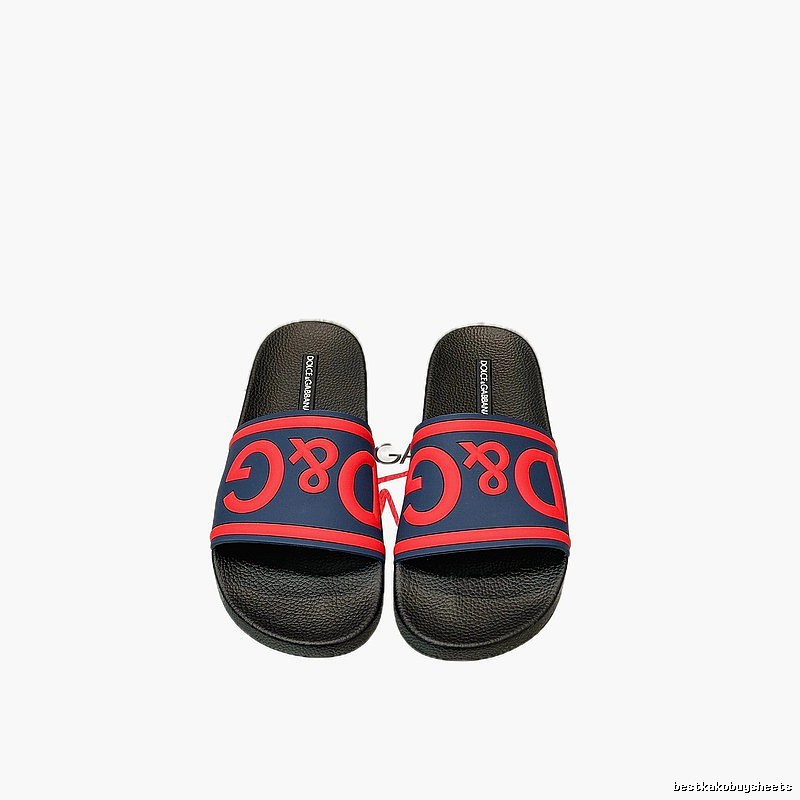 D&G DG Classic Trendy Brand Blue-Red Color-block Slides