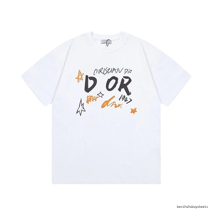 Dior 1947 Trendy Graffiti Style White T-Shirt