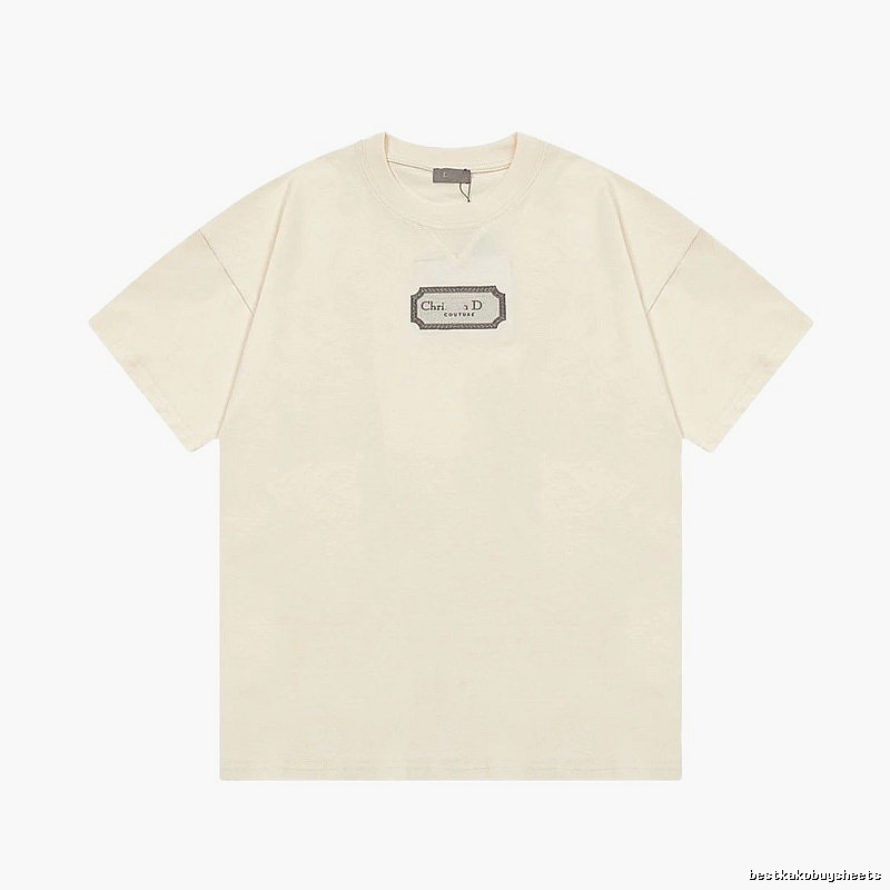 Dior Couture Minimalist Style Off-White Short-sleeve T-shirt