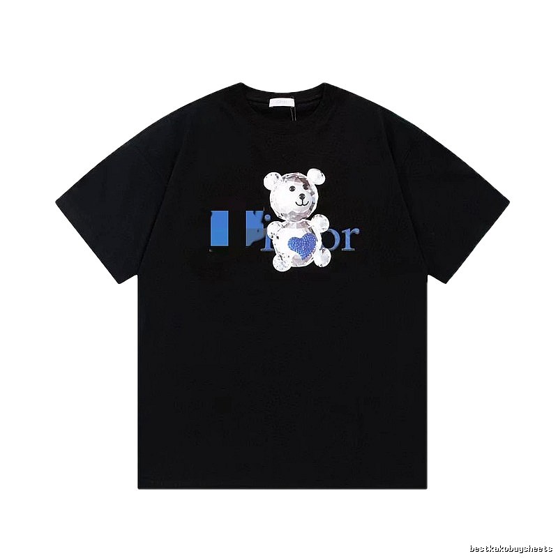 Dior Crystal Bear Cool & Trendy Style Black Short-sleeve T-shirt