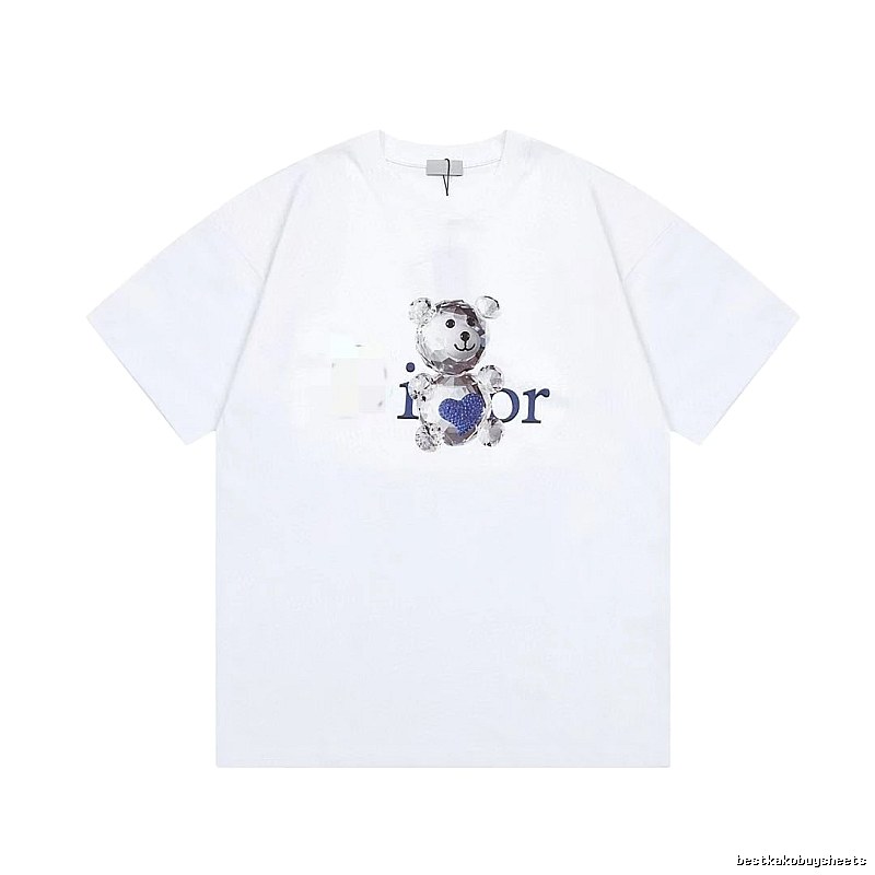 Dior Crystal Bear Trendy Style White T-Shirt