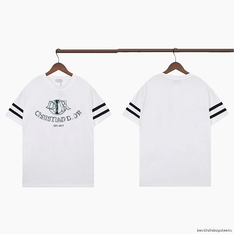 Dior Embroidered Collection Vintage Style White Short-sleeve T-shirt